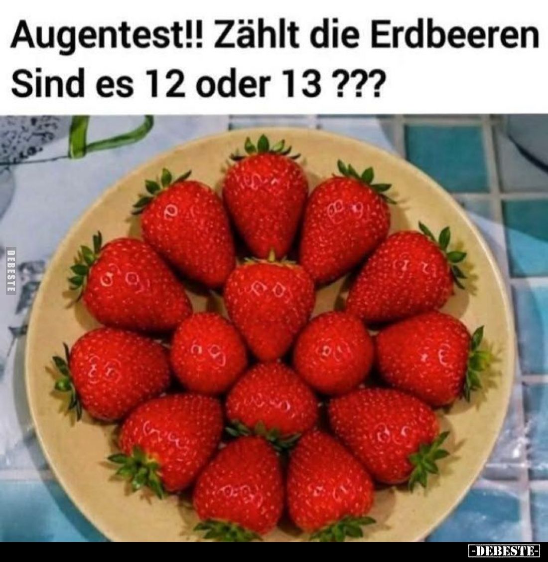Augentest!!
Zählt die Erdbeeren.
Sind es 12 oder 13???