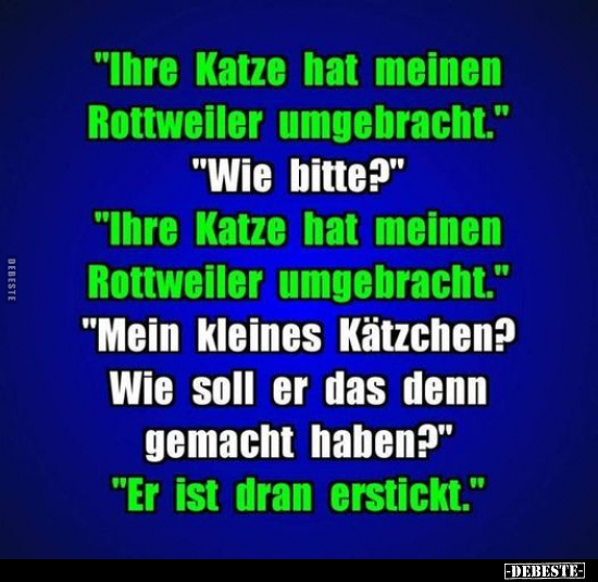 "Ihre Katze hat meinen Rottweiler umgebracht.".. - Lustige Bilder | DEBESTE.de