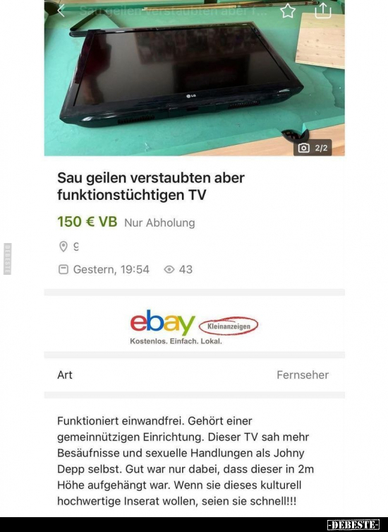 Sau geilen verstaubten aber funktionstüchtigen TV.. - Lustige Bilder | DEBESTE.de