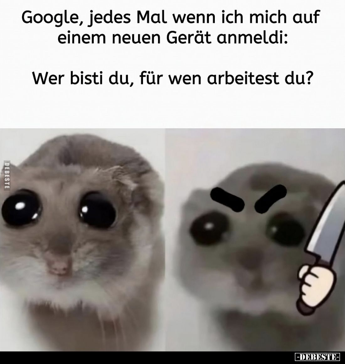 Google, jedes Mal wenn ich mich auf einem neuen Gerät anmeldi: Wer bisti du, für wen arbeitest du?