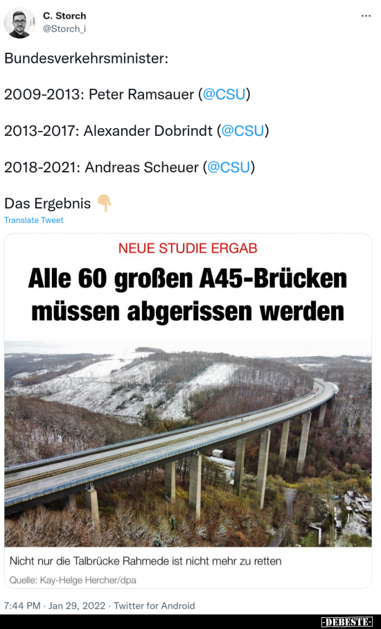 Alle 60 großen A45-Brücken müssen abgerissen werden.. - Lustige Bilder | DEBESTE.de