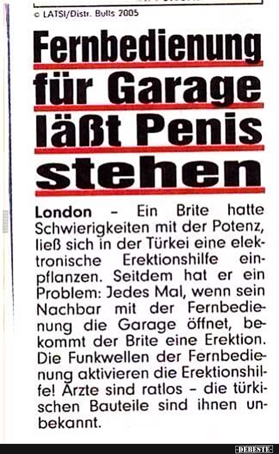 Fernbedienung für Garage läßt Penis stehen.. - Lustige Bilder | DEBESTE.de