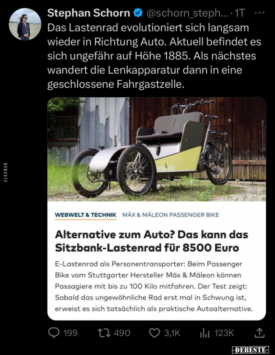 Das Lastenrad evolutioniert sich langsam wieder in Richtung.. - Lustige Bilder | DEBESTE.de