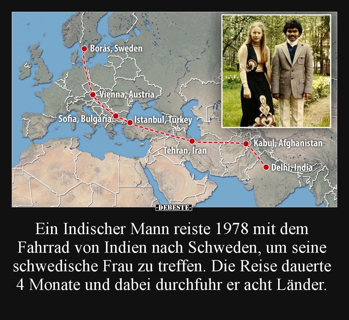 Ein Indischer Mann reiste 1978 mit dem Fahrrad von Indien nach Schweden, um seine schwedische Frau zu treffen. Die Reise daue...
