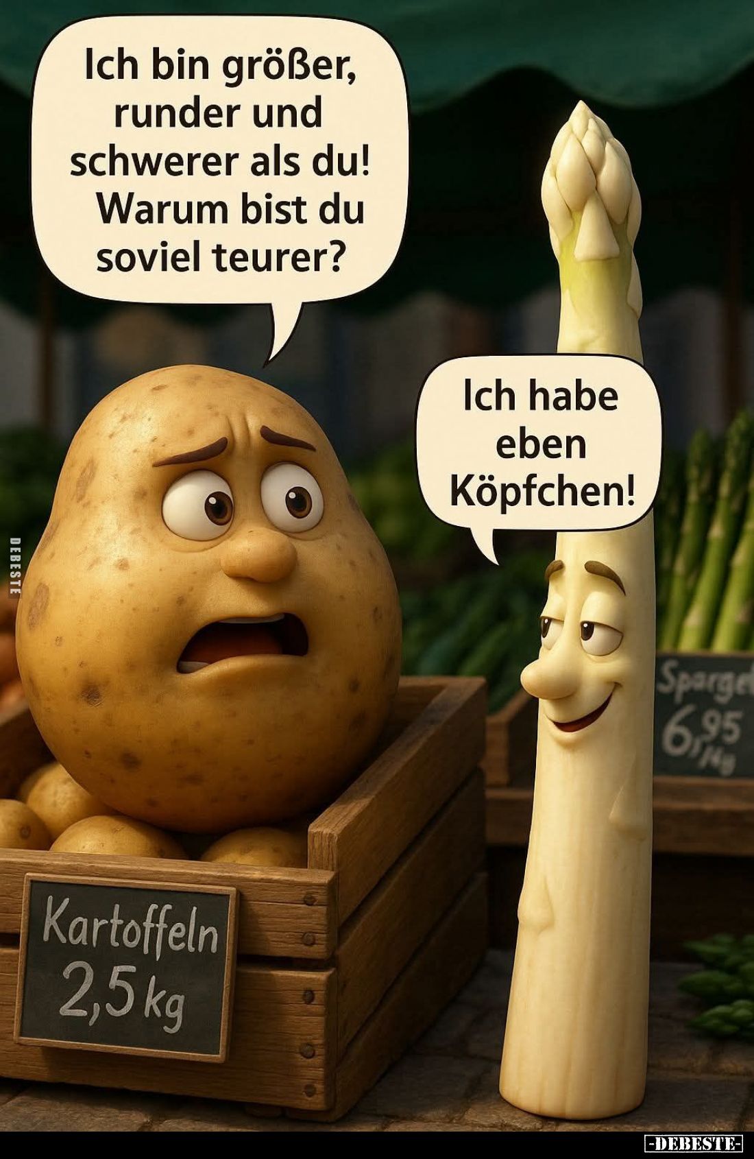 Ich bin größer, runder und schwerer als du!
Warum bist du soviel teurer?

Ich habe eben Köpfchen!