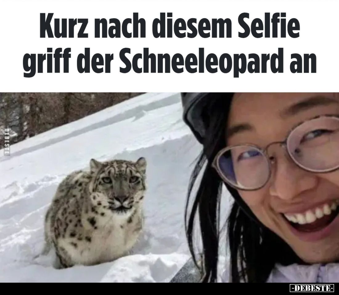 Kurz nach diesem Selfie griff der Schneeleopard an