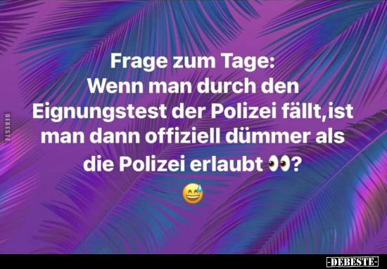 Frage zum Tage: Wenn man durch den Eignungstest der Polizei.. - Lustige Bilder | DEBESTE.de
