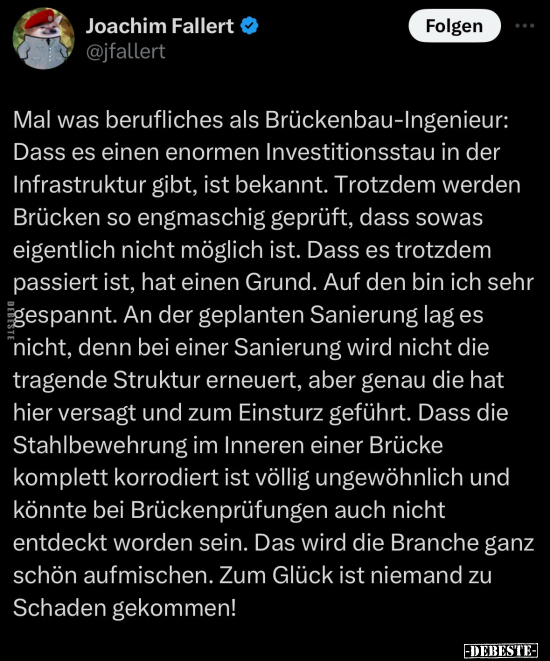 Mal was berufliches als Brückenbau-Ingenieur: Dass es einen.. - Lustige Bilder | DEBESTE.de