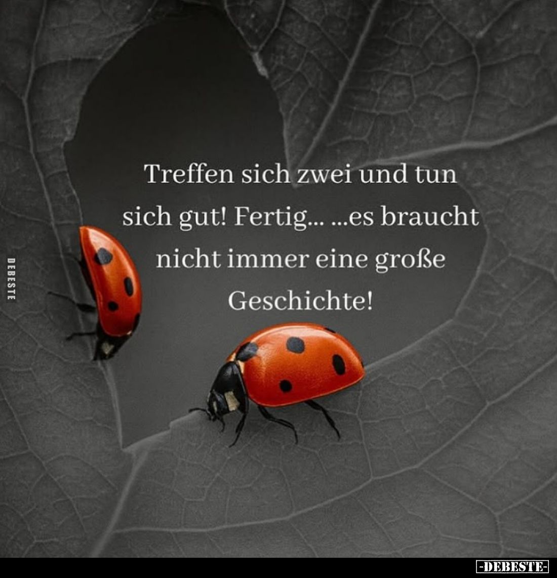 Treffen sich zwei und tun sich gut! Fertig... ...es braucht nicht immer eine große Geschichte!