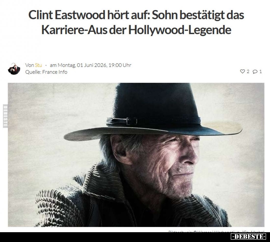 Clint Eastwood hört auf: Sohn bestätigt das Karriere-Aus der Hollywood-Legende