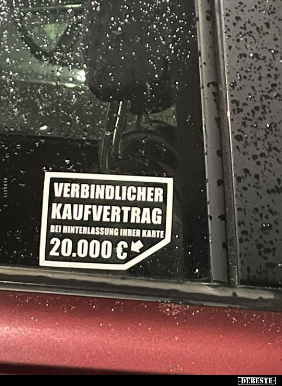 Verbindlicher Kaufvertrag bei Hinterlassung.. - Lustige Bilder | DEBESTE.de