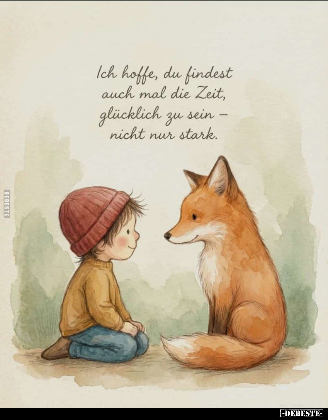 Ich hoffe, du findest auch mal die Zeit, glücklich zu sein nicht nur stark.