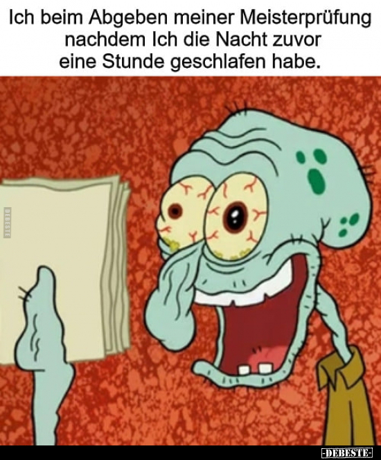Ich beim Abgeben meiner Meisterprüfung nachdem..