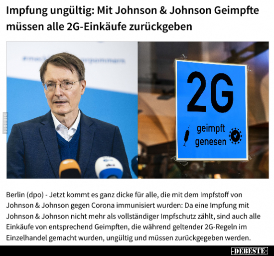 Impfung ungültig: Mit Johnson & Johnson Geimpfte müssen.. - Lustige Bilder | DEBESTE.de