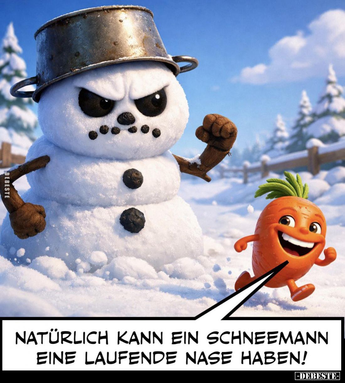 Natürlich kann ein Schneemann eine laufende Nase haben!