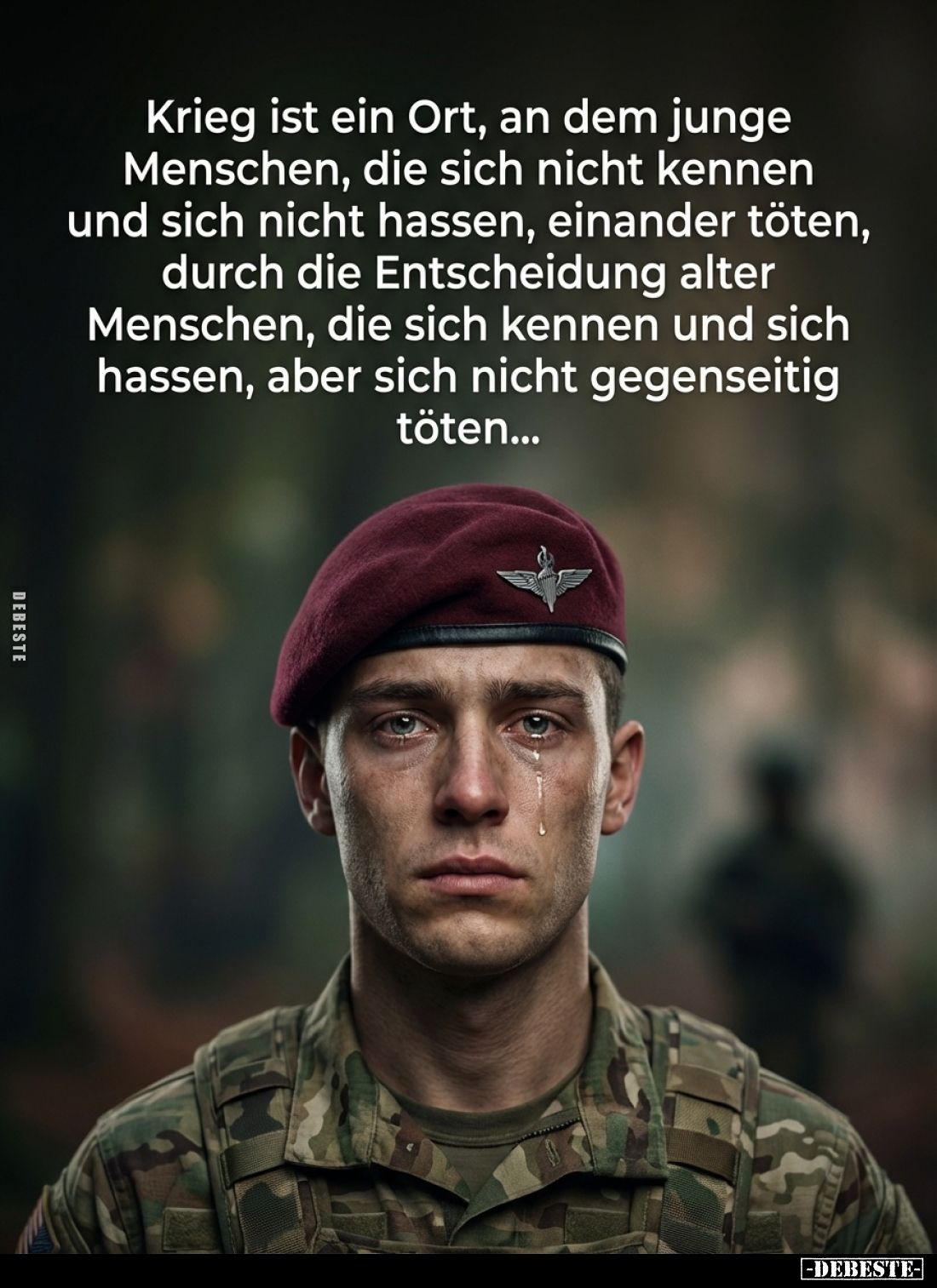 Krieg ist ein Ort, an dem junge Menschen, die sich nicht kennen und sich nicht hassen, einander töten, durch die Entscheidung...
