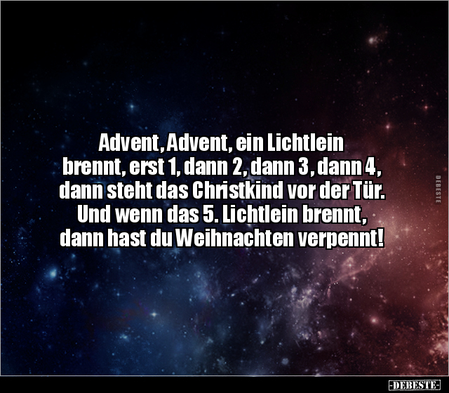 Advent, Advent, ein Lichtlein brennt, erst 1, dann 2, dann.. - Lustige Bilder | DEBESTE.de