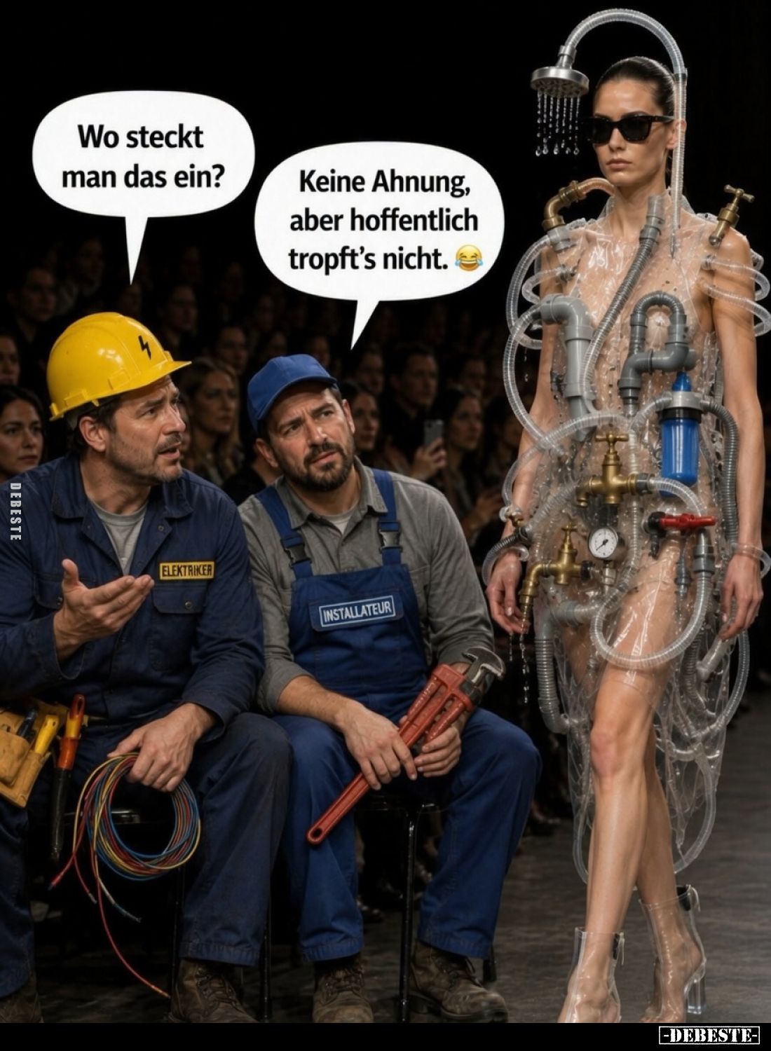 Wo steckt man das ein? -
Keine Ahnung, aber hoffentlich tropft's nicht.