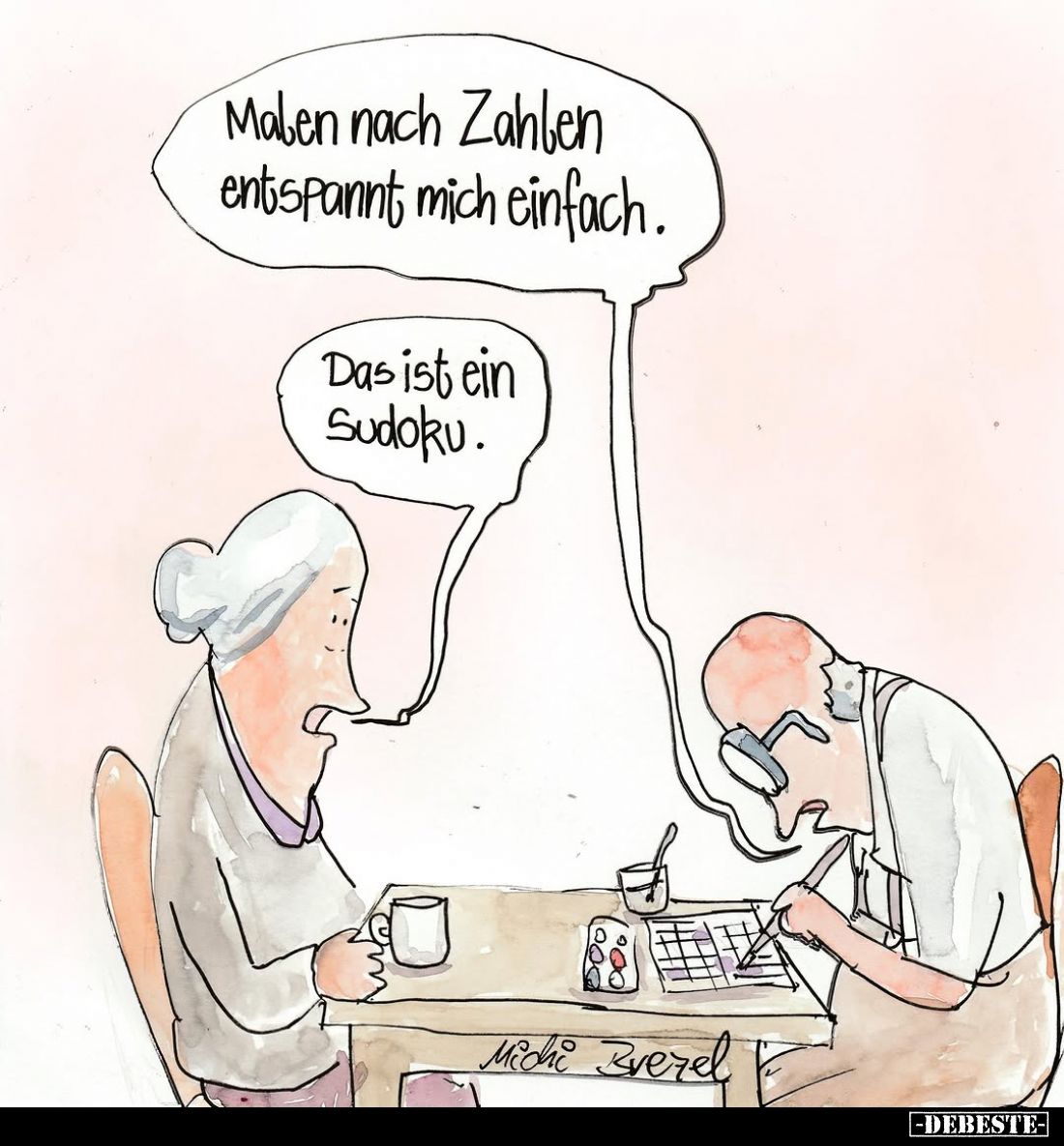 Malen nach Zahlen entspannt mich einfach. -
Das ist ein Sudoku.