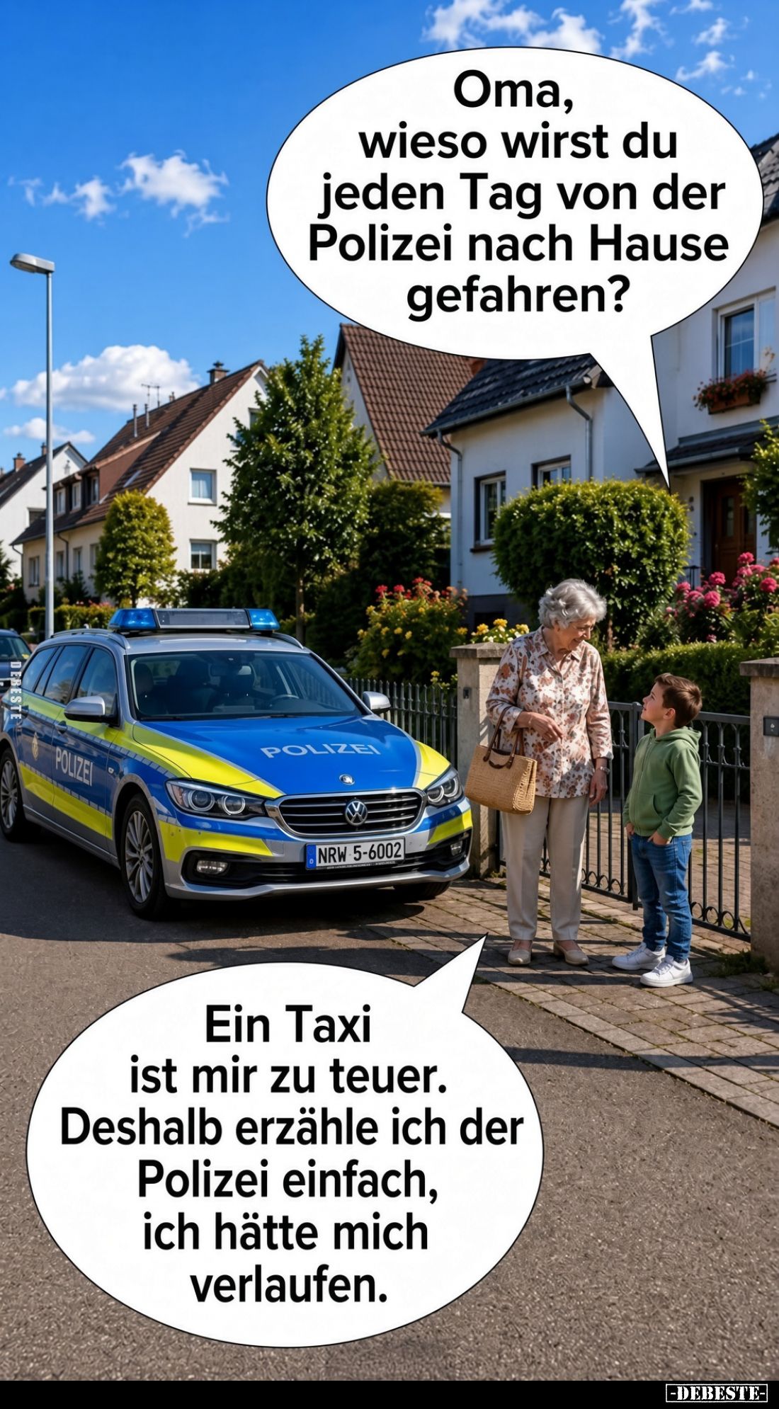 Oma, wieso wirst du jeden Tag von der Polizei nach Hause gefahren?