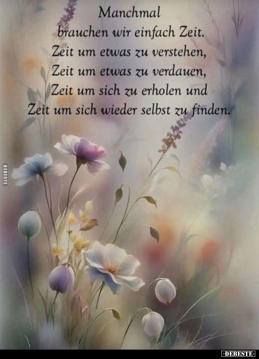 Manchmal brauchen wir einfach Zeit. Zeit um etwas zu verstehen, Zeit um etwas zu verdauen, Zeit um sich zu erholen und Zeit u...