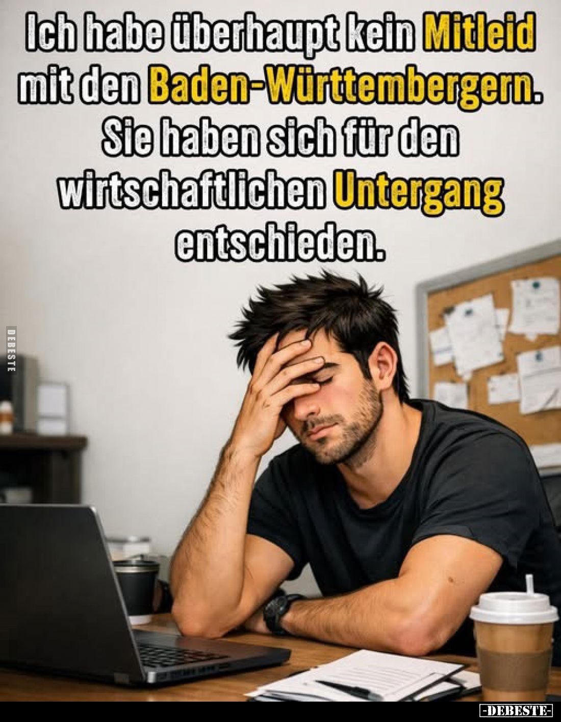 Ich habe überhaupt kein Mitleid mit den Baden-Württembergern.
Sie haben sich für den wirtschaftlichen Untergang entschieden.