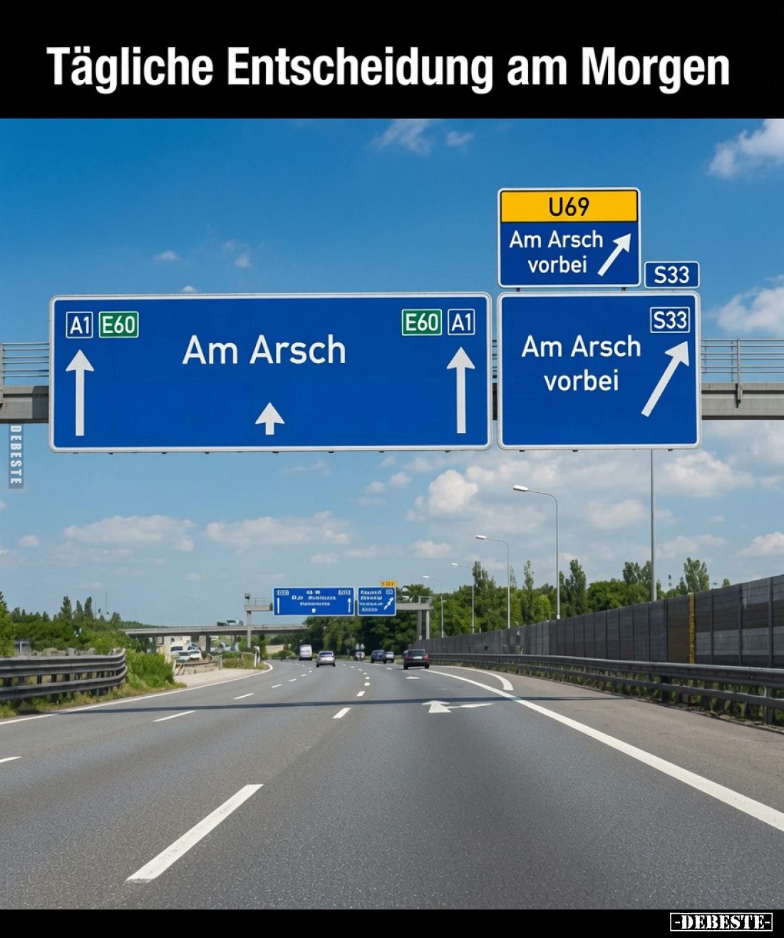 Tägliche Entscheidung am Morgen
:
Am Arsch.
/
Am Arsch vorbei.