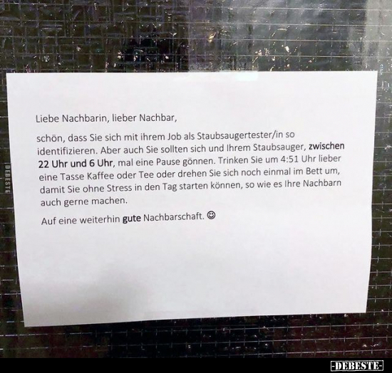 Liebe Nachbarin, lieber Nachbar, schön, dass Sie sich mit.. - Lustige Bilder | DEBESTE.de
