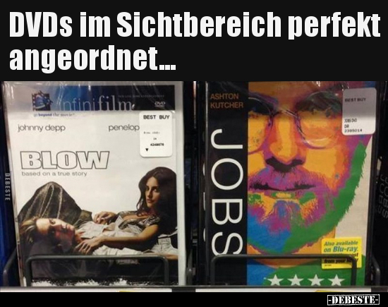 DVDs im Sichtbereich perfekt angeordnet...