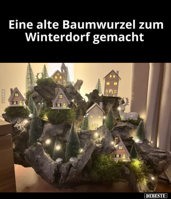 Eine alte Baumwurzel zum Winterdorf gemacht... - Lustige Bilder | DEBESTE.de