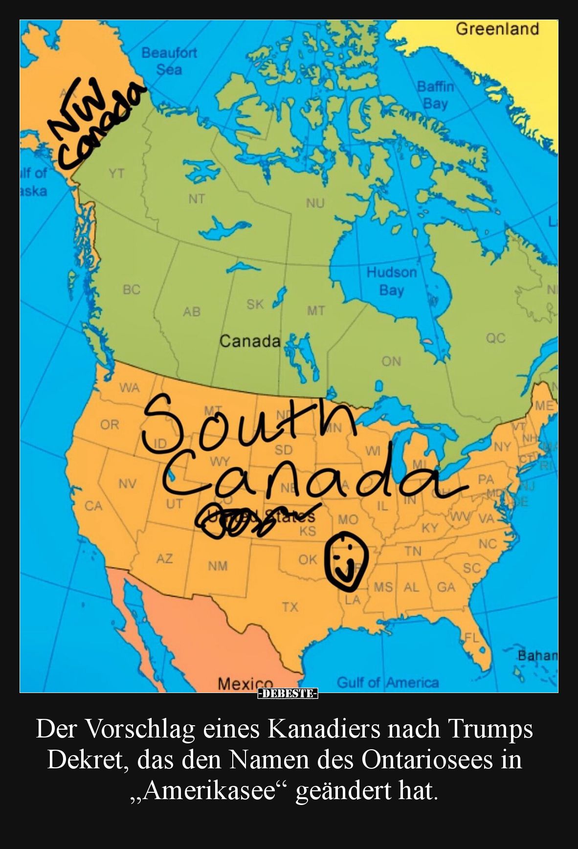 Der Vorschlag eines Kanadiers nach Trumps Dekret, das den Namen des Ontariosees in „Amerikasee“ geändert hat.