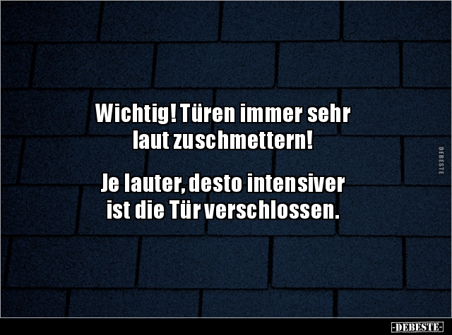 Wichtig! Türen immer sehr laut zuschmettern!.. - Lustige Bilder | DEBESTE.de