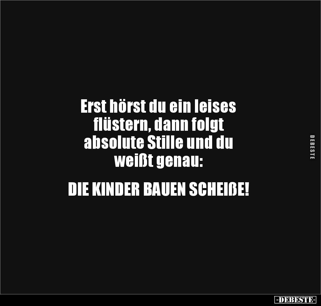 Erst hörst du ein leises 
flüstern, dann folgt 
absolute Stille und du 
weißt genau:


DIE KINDER BAUEN SCHEIßE!