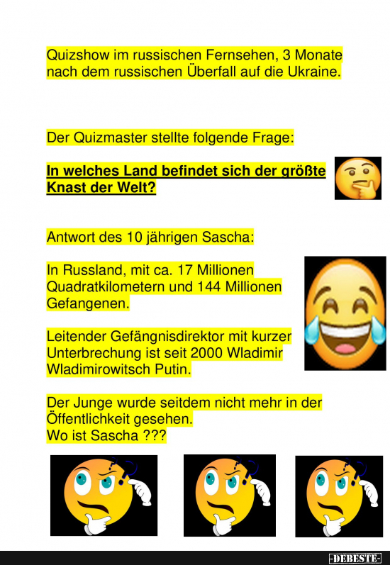 Putin und die russischen Quizshows - Lustige Bilder | DEBESTE.de
