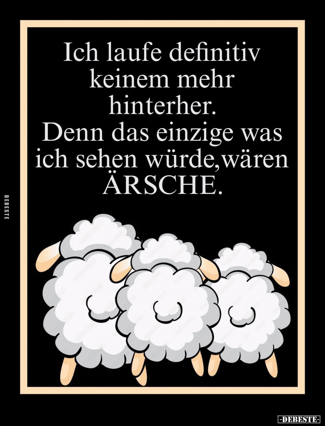 Ich laufe definitiv keinem mehr hinterher.
Denn das einzige was ich sehen würde, wären ÄRSCHE.
