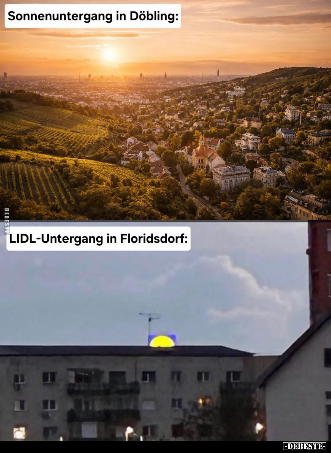 Sonnenuntergang in Döbling: /
LIDL-Untergang in Floridsdorf
