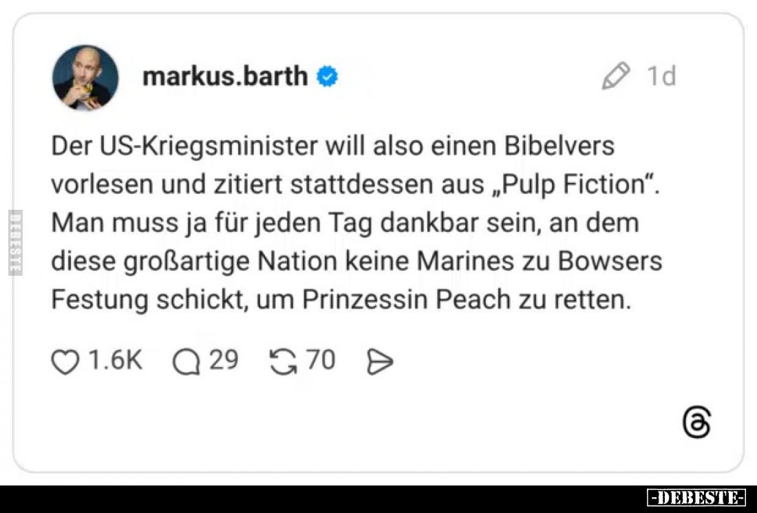 Der US-Kriegsminister will also einen Bibelvers vorlesen.. - Lustige Bilder | DEBESTE.de