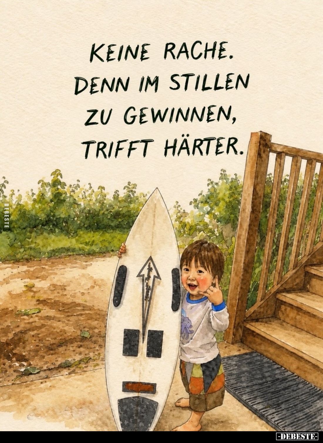 Keine Rache.
Denn im Stillen zu gewinnen, trifft härter.