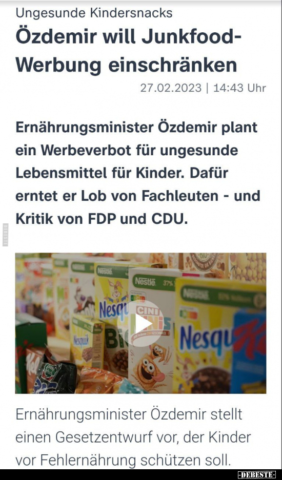 Özdemir will Junkfood-Werbung einschränken.. - Lustige Bilder | DEBESTE.de