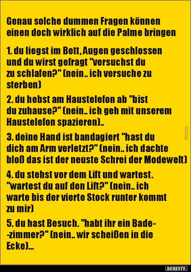 Genau solche dummen Fragen können einen doch wirklich auf.. - Lustige Bilder | DEBESTE.de