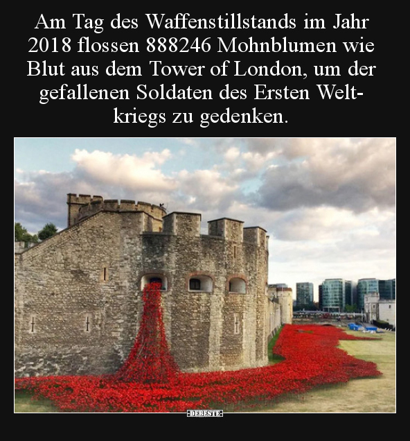 Am Tag des Waffenstillstands im Jahr 2018 flossen 888246..