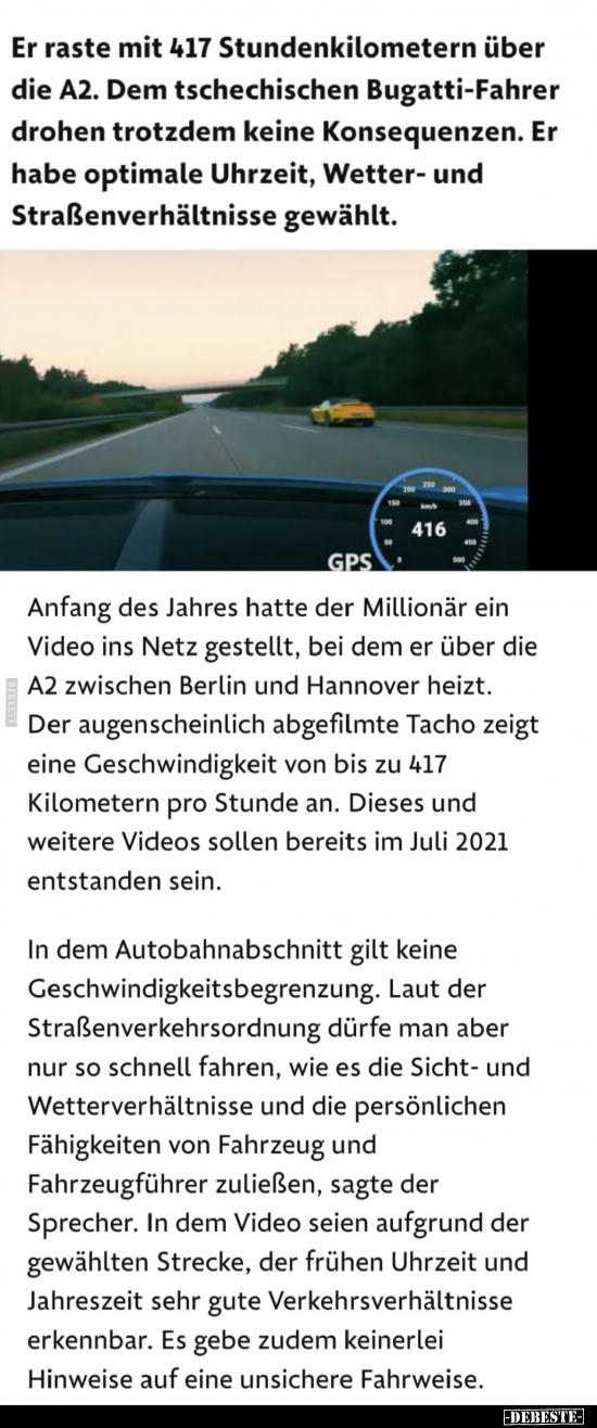 Er raste mit 417 Stundenkilometern über die A2... - Lustige Bilder | DEBESTE.de