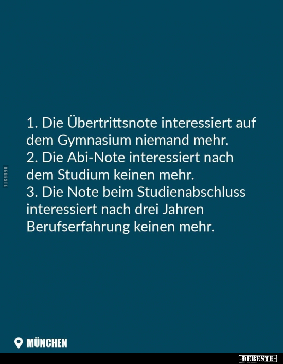 1. Die Übertrittsnote interessiert auf dem Gymnasium.. - Lustige Bilder | DEBESTE.de