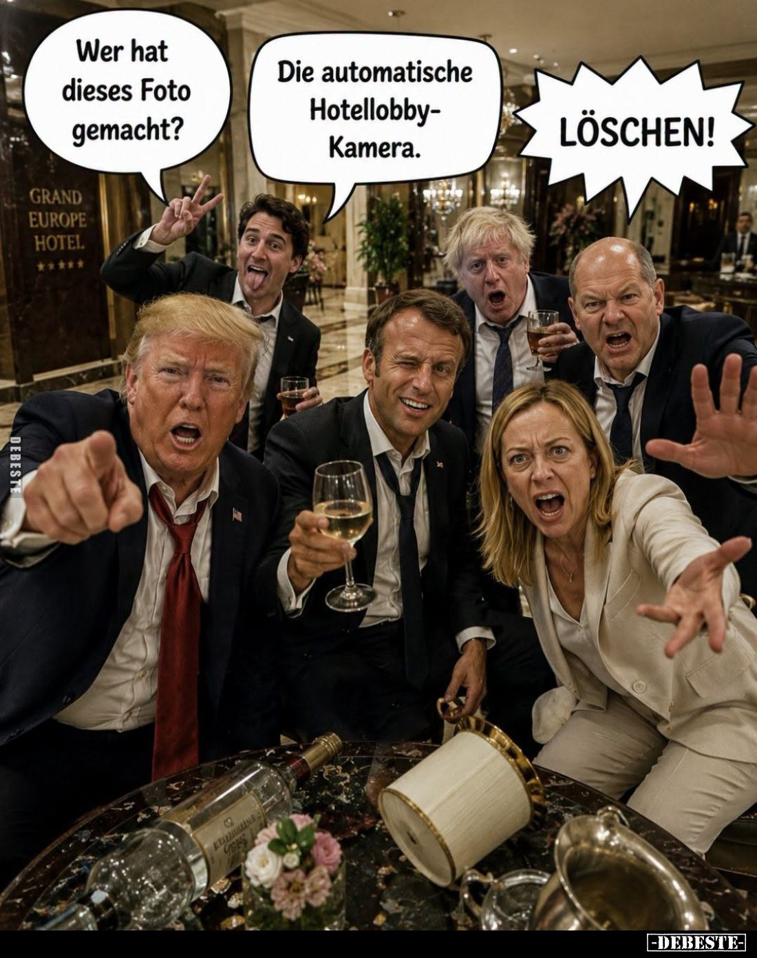 Wer hat dieses Foto gemacht? -
Die automatische Hotellobby-Kamera. -
LÖSCHEN!