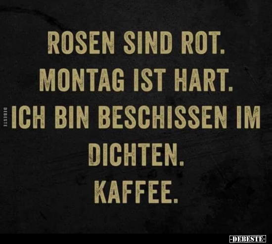 Rosen sind rot. Montag ist hart. Ich bin beschissen im.. - Lustige Bilder | DEBESTE.de