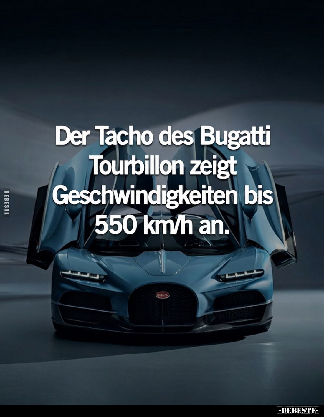 Der Tacho des Bugatti Tourbillon zeigt Geschwindigkeiten bis 550 km/h an.