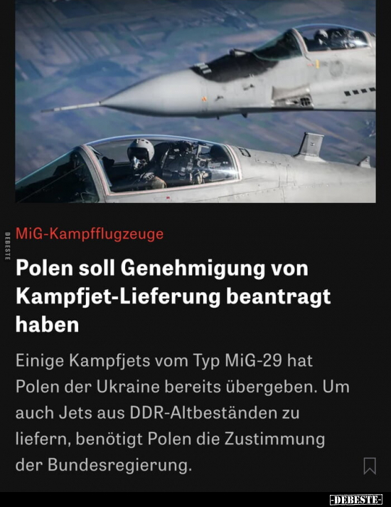 Polen soll Genehmigung von Kampfjet-Lieferung.. - Lustige Bilder | DEBESTE.de