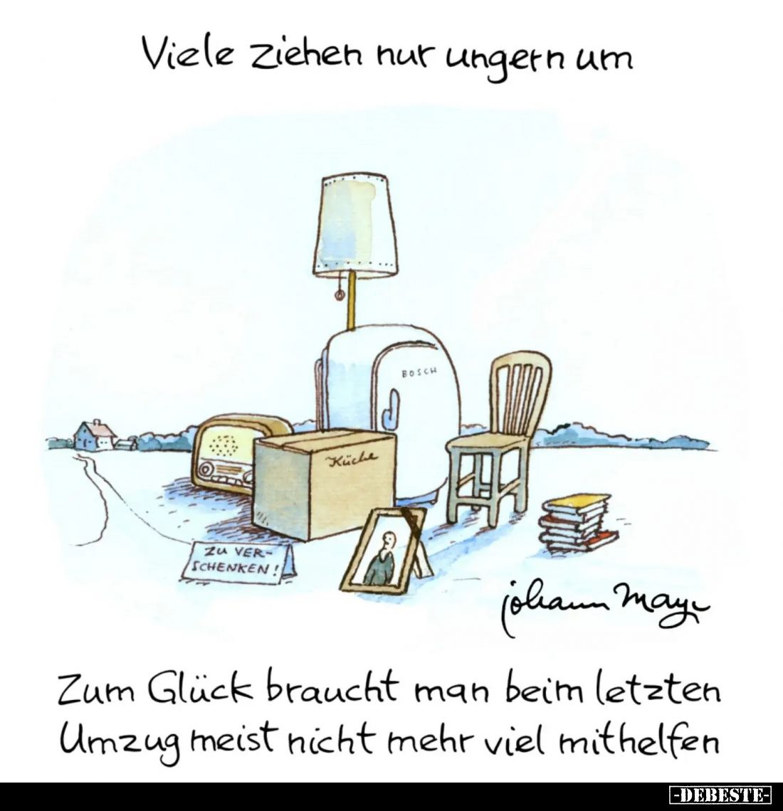 Viele ziehen nur ungern um.

Zum Glück braucht man beim letzten Umzug meist nicht mehr viel mithelfen.
