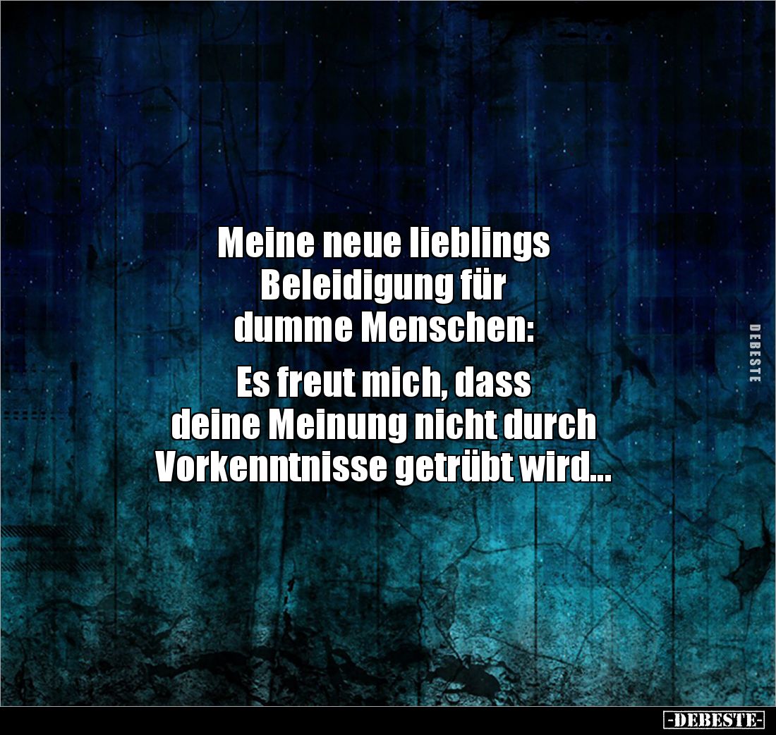Meine neue lieblings 
Beleidigung für 
dumme Menschen: 

Es freut mich, dass 
deine Meinung nicht durch 
Vorkenntnisse ...