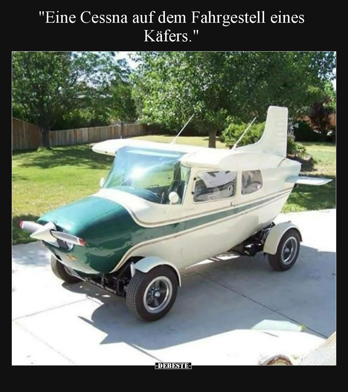 Eine Cessna auf dem Fahrgestell eines Käfers